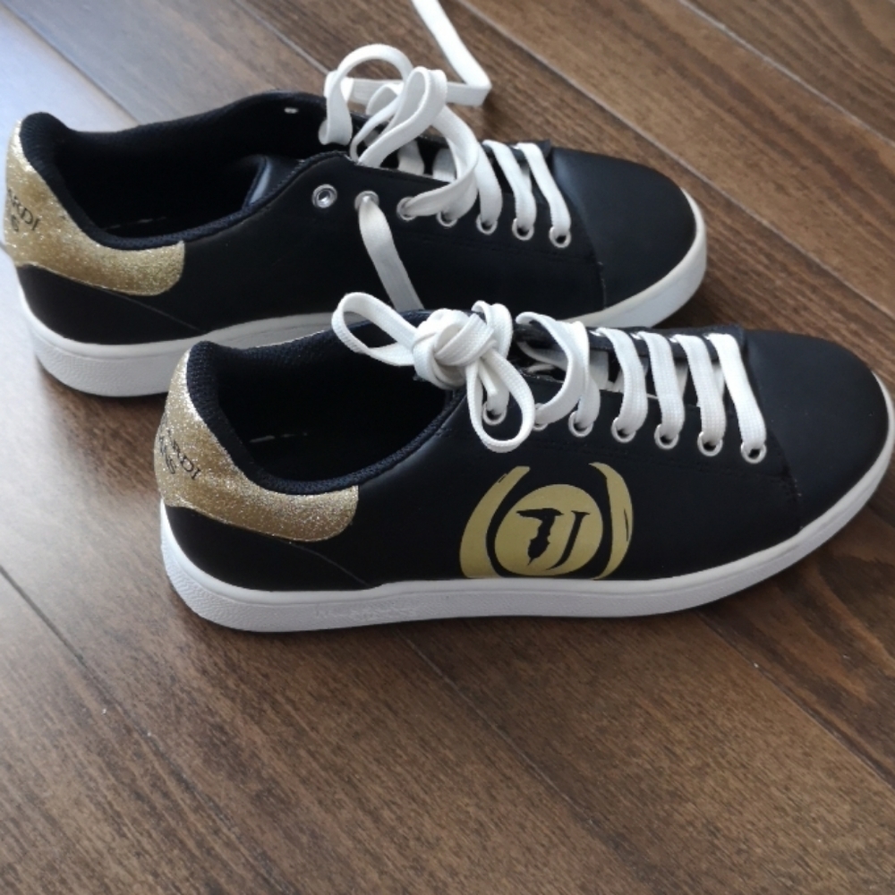Trussardi faux leather sneakers with glittery logo